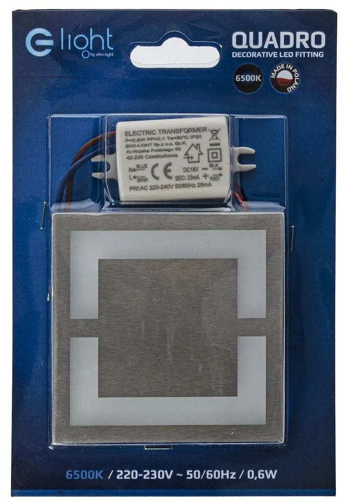 Schodiskové LED svietidlo Quadro, 1x LED 0,6w, 6500k, s