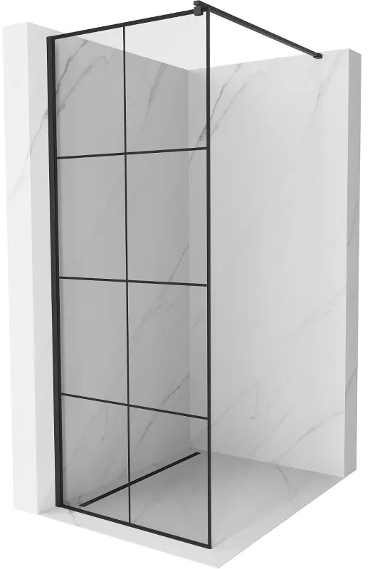 Mexen Kioto sprchová zástena 70x200 cm 8 mm, čierny profil, sklo čierny vzor 1, 800-070-101-60-77