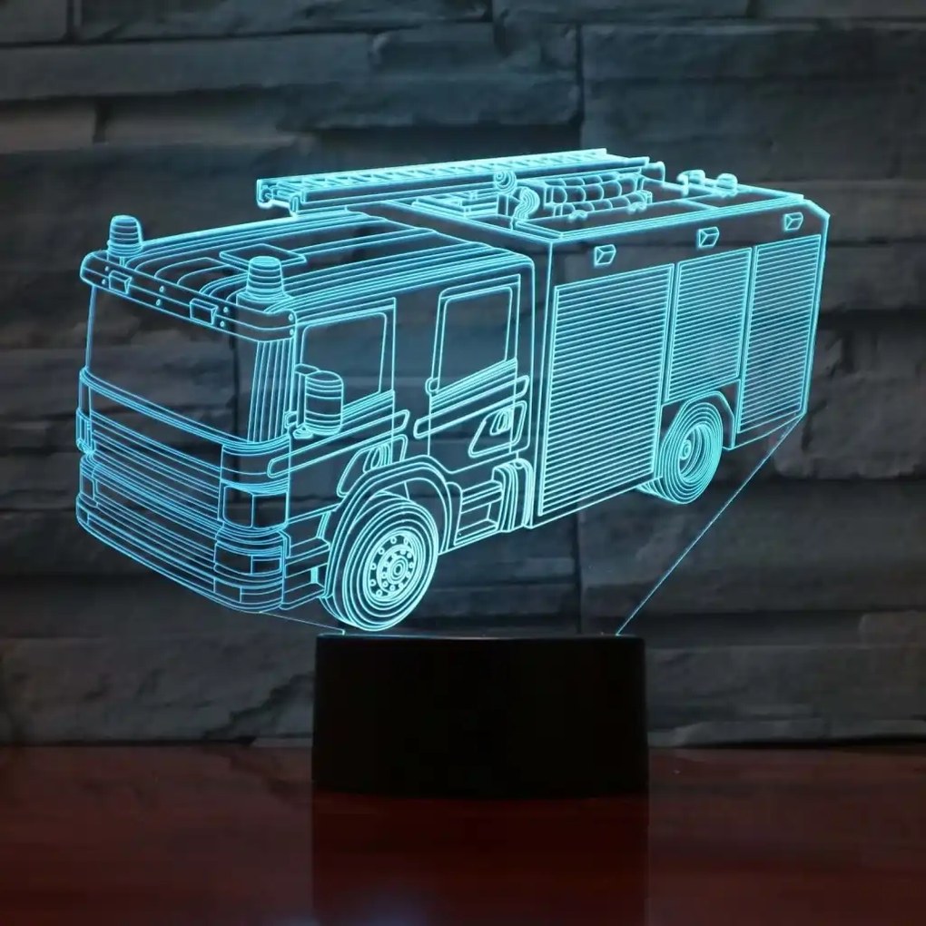 3Dmix 3DL-DFS055 – 3D LED nočná lampa - Hasičské auto (Aroma)