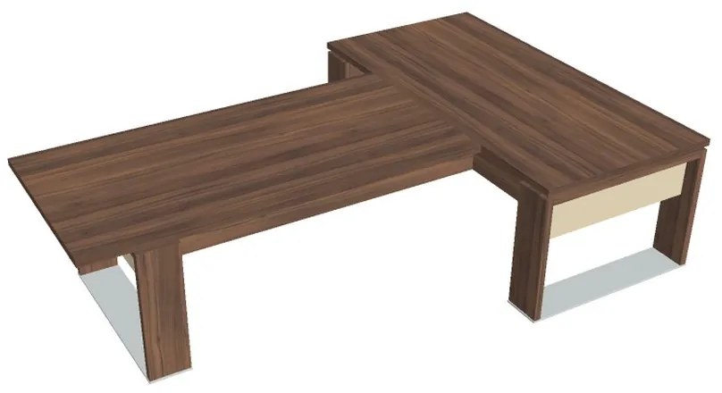 Stôl Verno+ S 200 x 300 cm s rokovacím prvkom, orech / vanilka