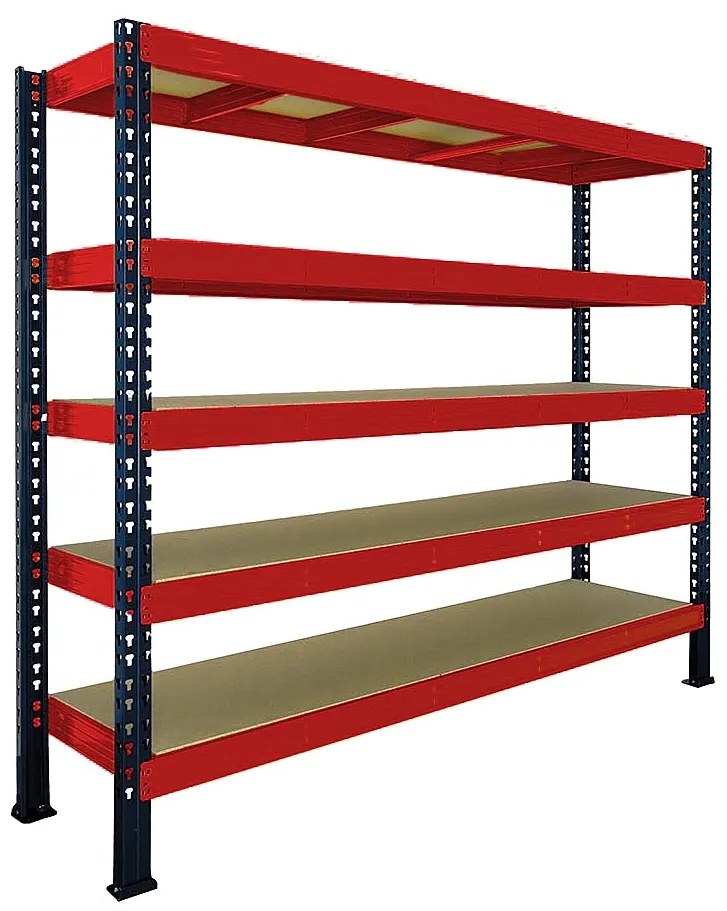 Trestles Nekonečný priemyselný regál 2200x2400x600, 5 políc Farba: červená a čierna