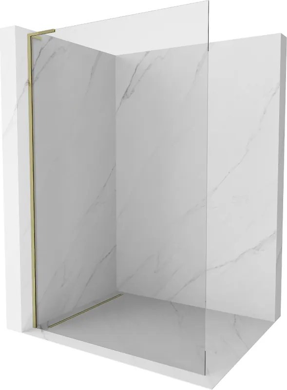Mexen Kioto L, sprchová zástena Walk-In 75 x 200 cm, 8mm číre sklo, zlatý lesklý profil,800-075-103-50-00
