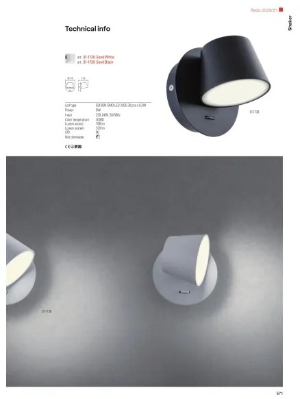 Redo 01-1738 - LED Nástenné svietidlo SHAKER LED/6W/230V biela