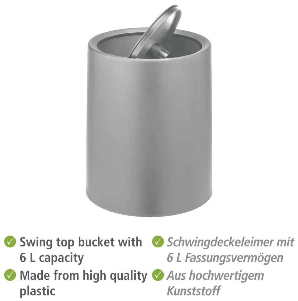 Sivý plastový odpadkový kôš 6 l Atri – Wenko