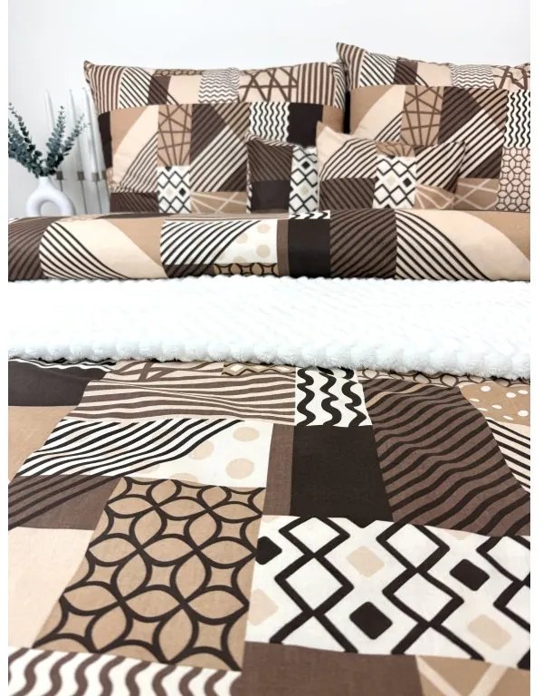 Bavlnené obliečky Patchwork Natural – 140x200 + 70x90 cm, 100 % bavlna, zipsové zapínanie, OEKO-TEX, -50 % zľava