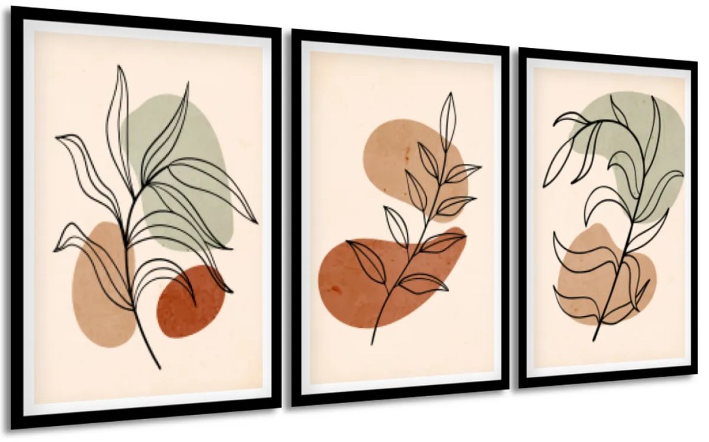 Gario Sada plagátov Flower abstraction - 3 dielna Farba rámu: Bez rámu, Rozmery: 135 x 63 cm