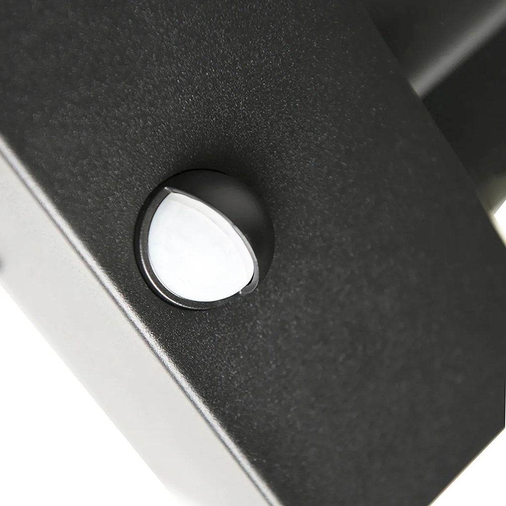 Sada 2 vonkajších nástenných svietidiel čiernych s detektorom pohybu - Rotterdam