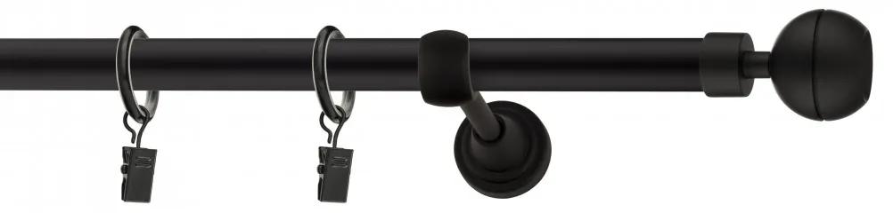 Dekorstudio Garniža jednoradová Guľa OPTIC čierna matná 19mm Dĺžka: 120cm, Typ uchytenia: Držiak modern, Typ príslušenstva: Bez príslušenstva