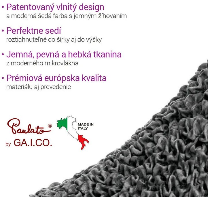 Bielastické poťahy VITTORIA šedá relaxačné kreslo (š. 70 - 90 cm)