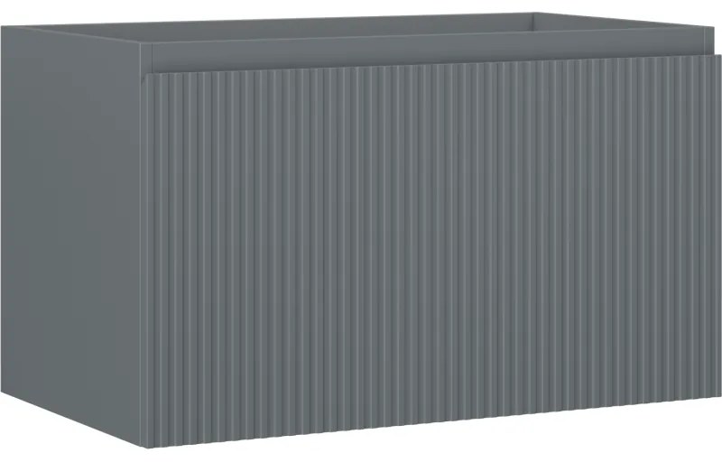 Mexen Rivel, kúpeľňová skrinka 80 cm, 1 zásuvka, drážkovaná, grafitová matná, 91A20-08047-1-BF66