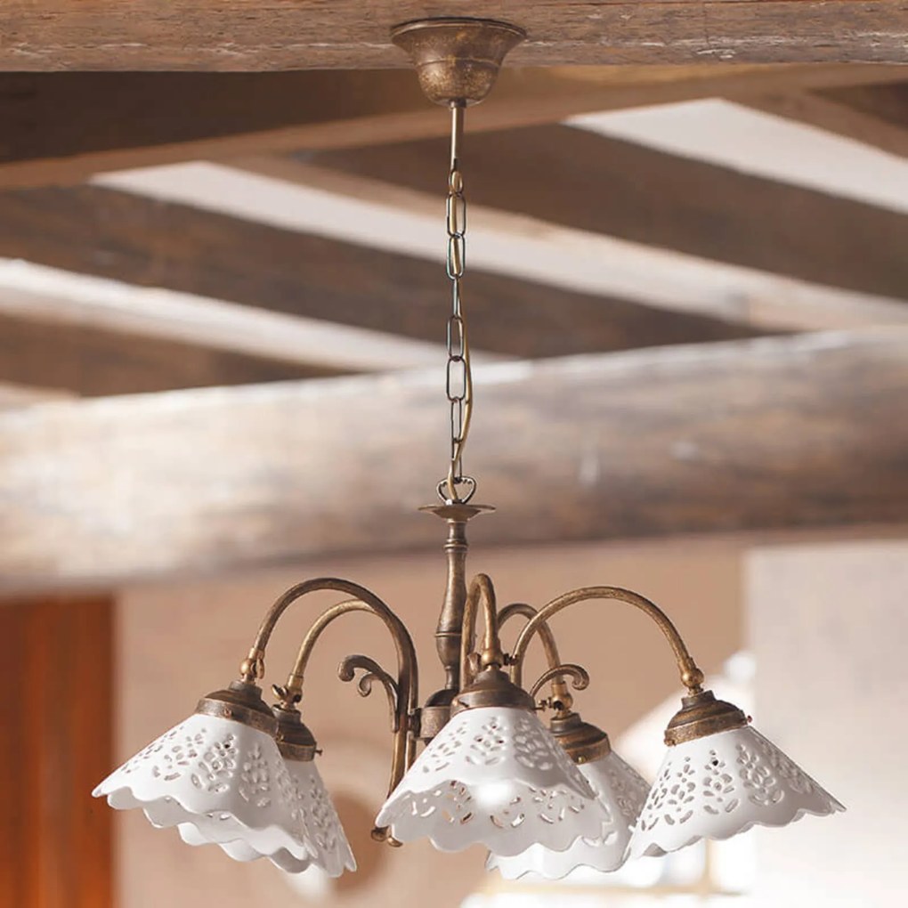 Závesná lampa Semino keramické tienidlá, 5-pl.