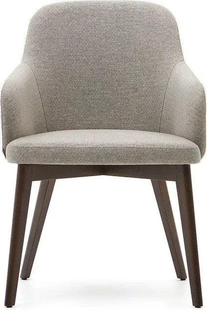 Béžové čalúnené jedálenské kreslo s podrúčkami Nelida – Kave Home