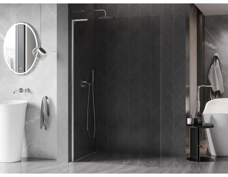 Mexen, Mexen Kioto-X L sprchová stena 110 x 200 cm, priehľadná 10 mm, matný nikel - 800-110-107-97-00-X