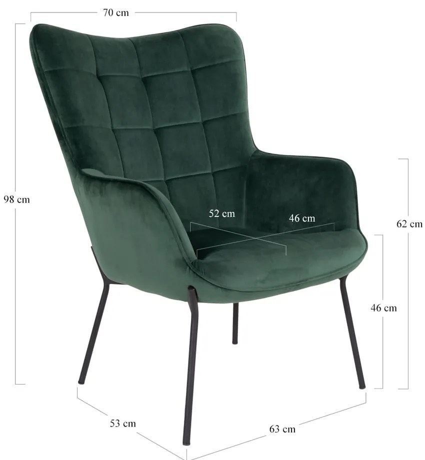 Zelené zamatové kreslo Glasgow – Bonami Essentials