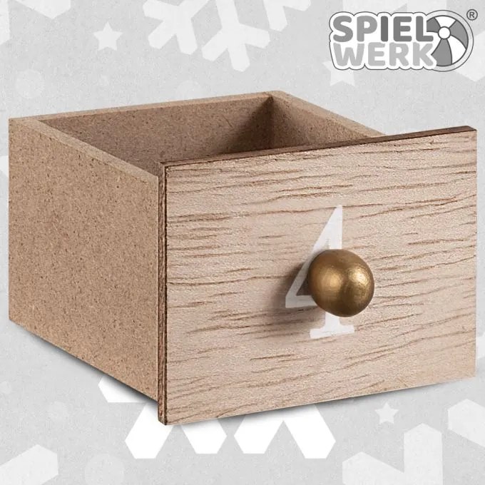 Spielwerk Drevený adventný kalendár ZIMNÝ LES s osvetlením, 35x6x27cm, biela/hnedá
