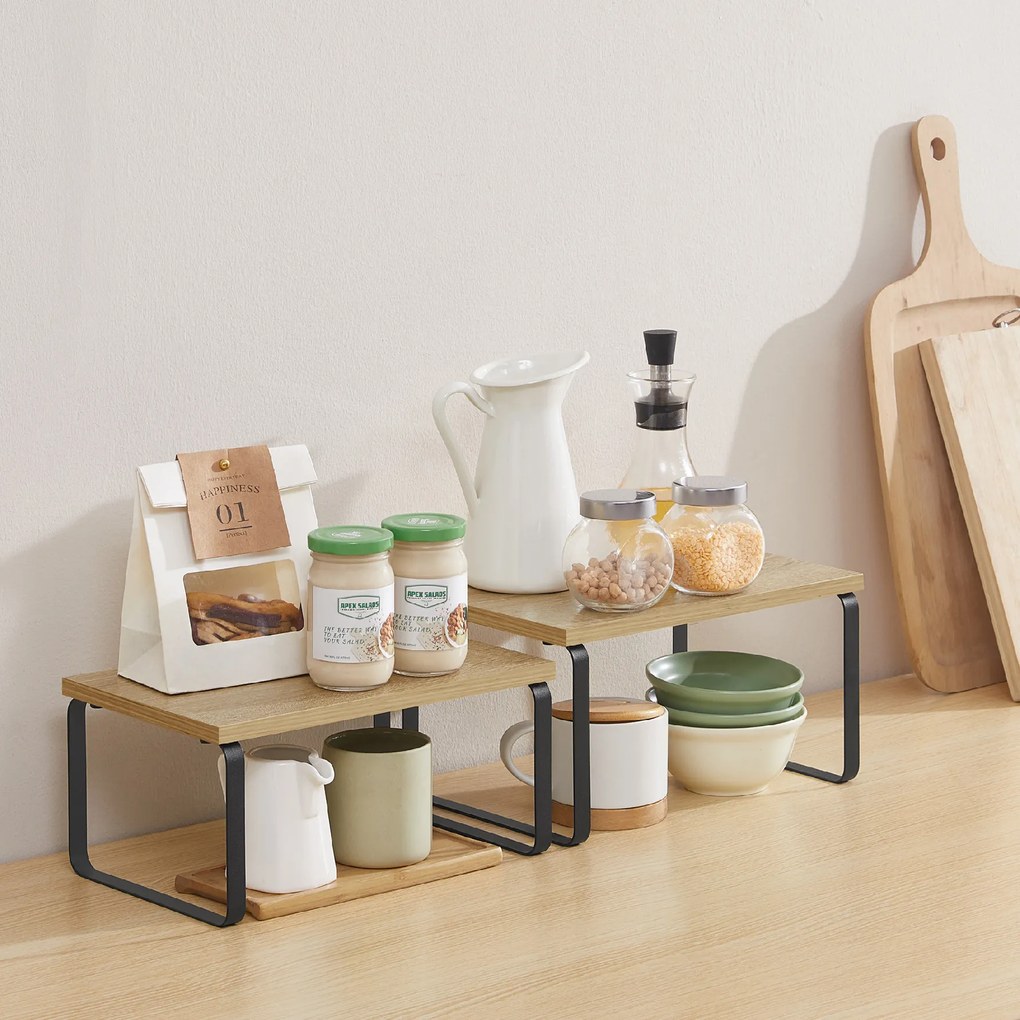 Sada 2 kuchynských poličiek MARZO, dub artisan/čierna