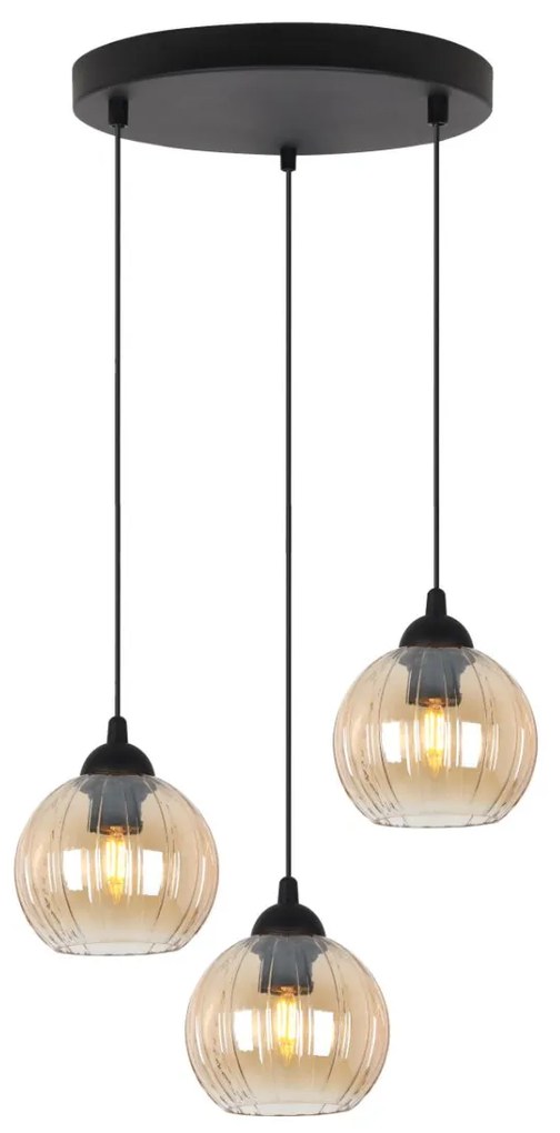 Závesné svietidlo Costa, 3x medové sklenené tienidlo, b, o