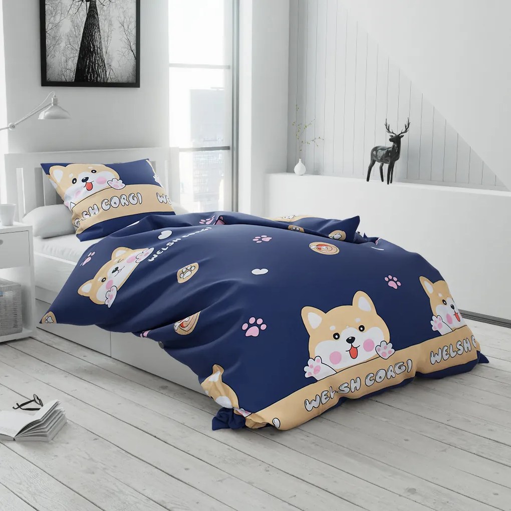 Detské obliečky WELSCH CORGI tmavosivé
