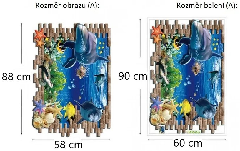 Veselá Stena Samolepka na stenu na stenu Roztomilé delfíny Veľkosť: 88 x 58 cm