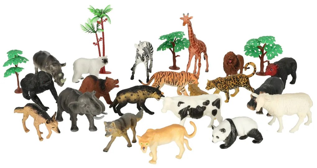 KIK Figúrky zvierat Zoo, Safari a Farma – hracia súprava 59 ks