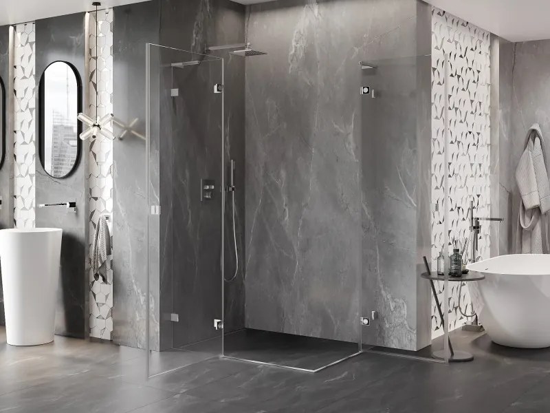 Mexen Lunar L Duo výklopný sprchový kút 120 x 90 cm, 8mm číre sklo, chrómový profil, 834L-120L-090P-01-00