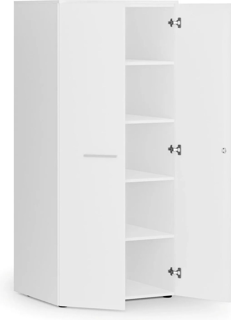 Kancelárska policová skriňa PRIMO WHITE s dverami, 1781 x 800 x 600 mm, biela