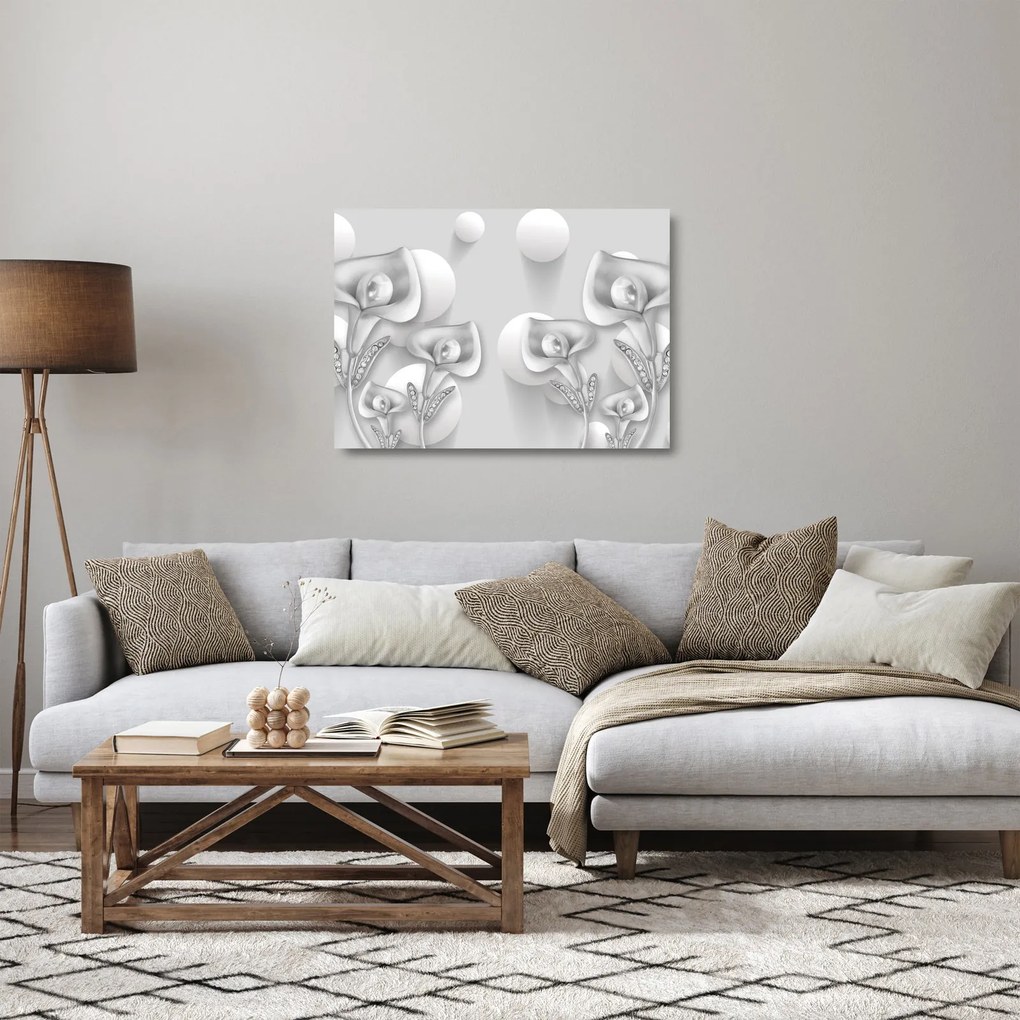 Sklenený obraz - Kvetinový dizajn (70x50 cm)
