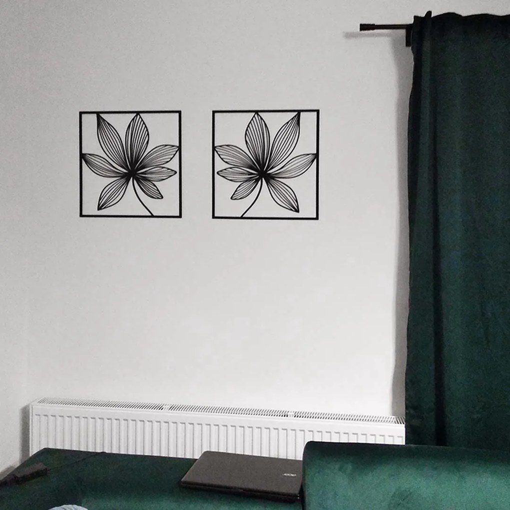 drevko Viacdielny obraz Kvety v zrkadle Rozmer obrazu: 32,5 x 65 cm, Farba dekorácie: Čierna