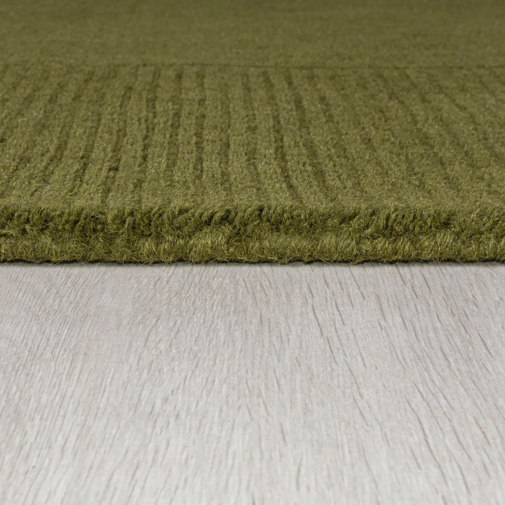 Flair Rugs, Kusový ručne tkaný koberec Tuscany Textured Wool Border Green, 160x230, zelená, obývacia izba