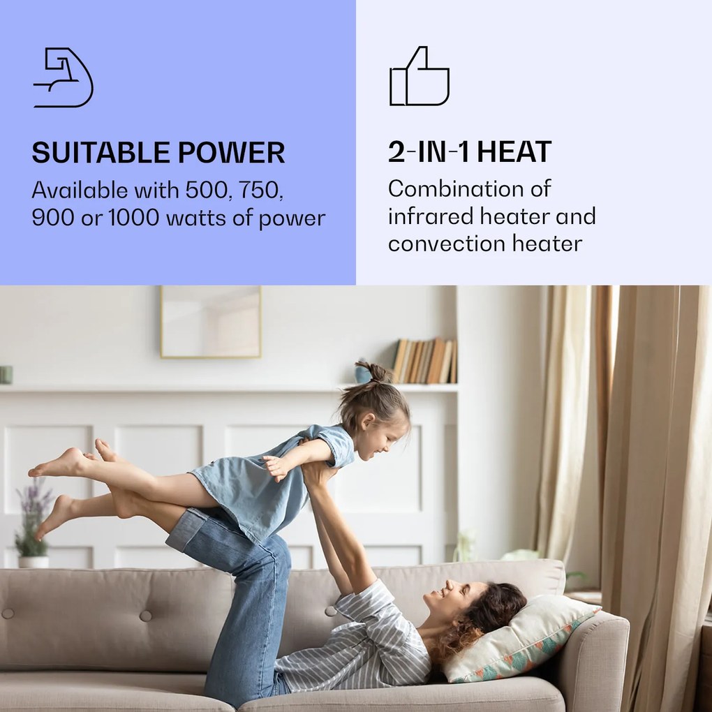Klarstein La Palma 750 smart, infračervený ohrievač 2 v 1, 85 x 60 cm, 750W, zrkadlová predná časť