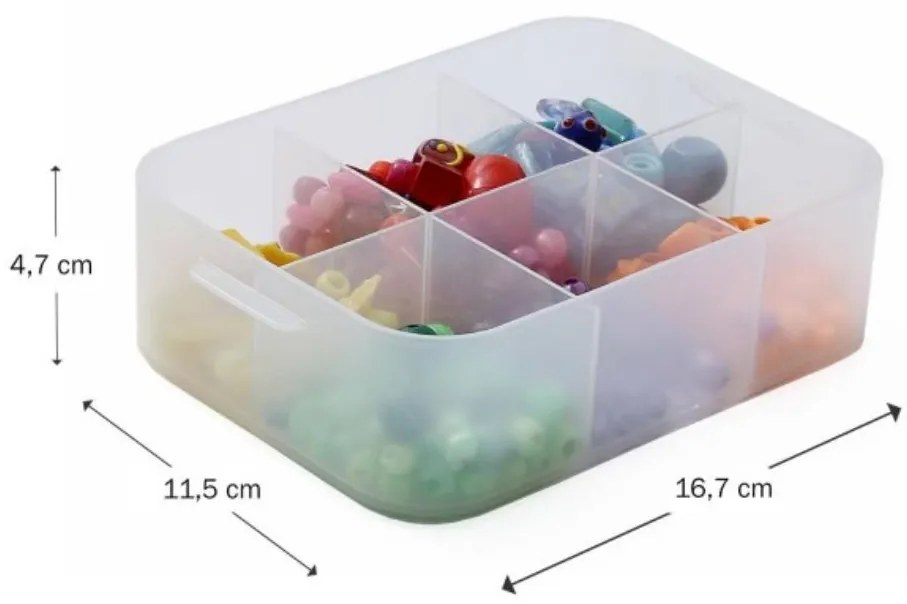 Plastový úložný organizér Pure Box A6 s priehradkami, mliečny