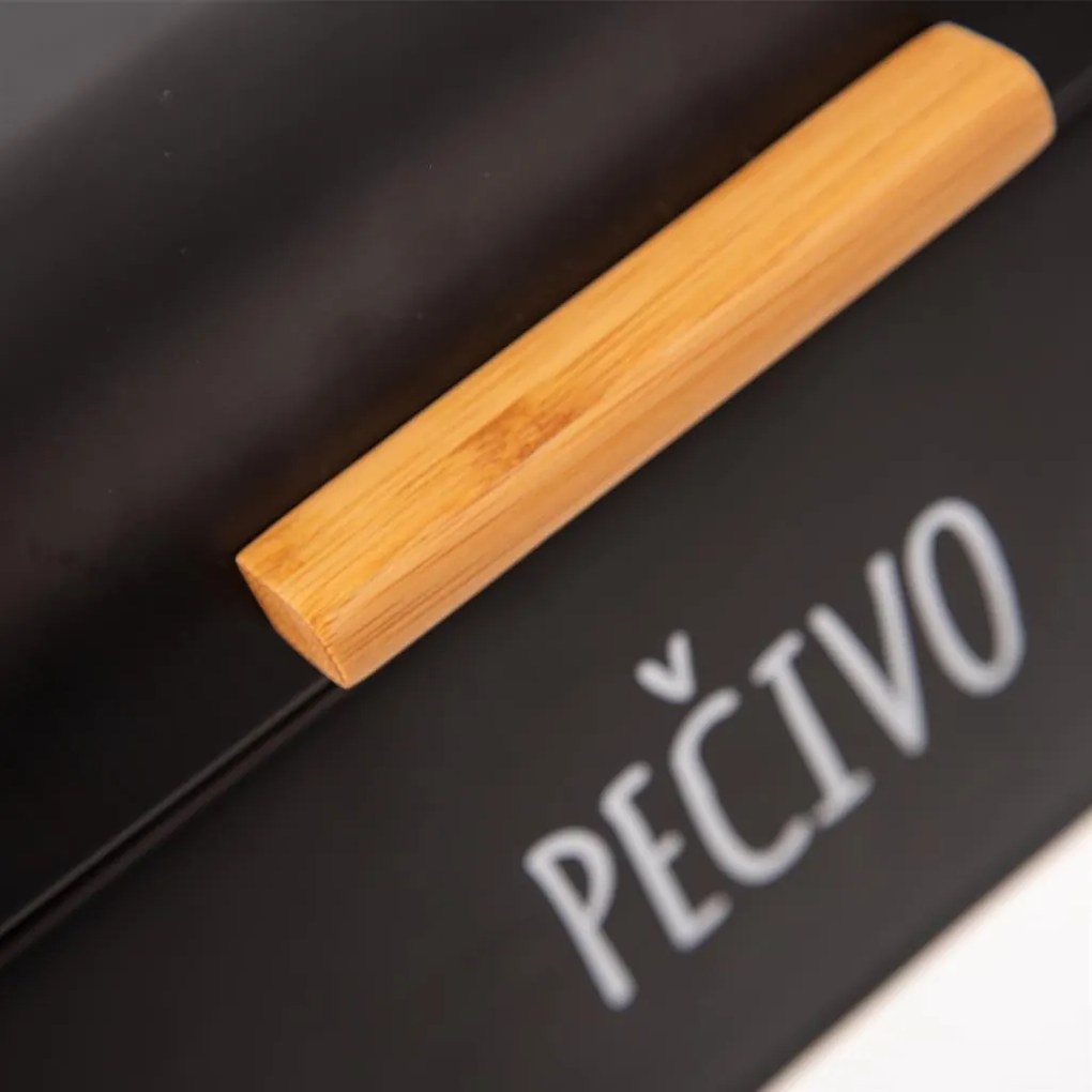 Chlebník čierny, veľký s nápisom PEČIVO, plechový