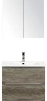 Kúpeľňový nábytkový set Pulse 70 cm s keramickým umývadlom dub Nebraska a zrkadlovou skrinkou