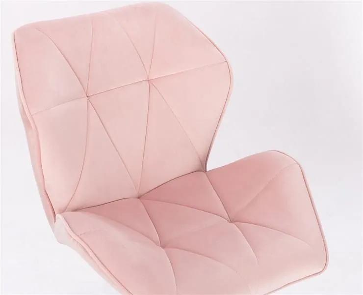 LuxuryForm Barová stolička MILANO MAX VELUR na čiernom tanieri - svetlo ružová