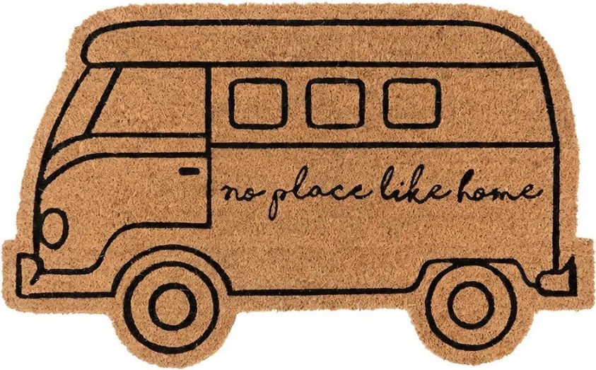 Hnedá kokosová rohožka v tvare autobusu - 75*45*1 cm