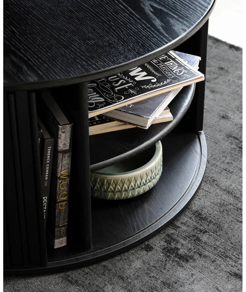 Čierny okrúhly konferenčný stolík ø 85 cm Siena – Unique Furniture