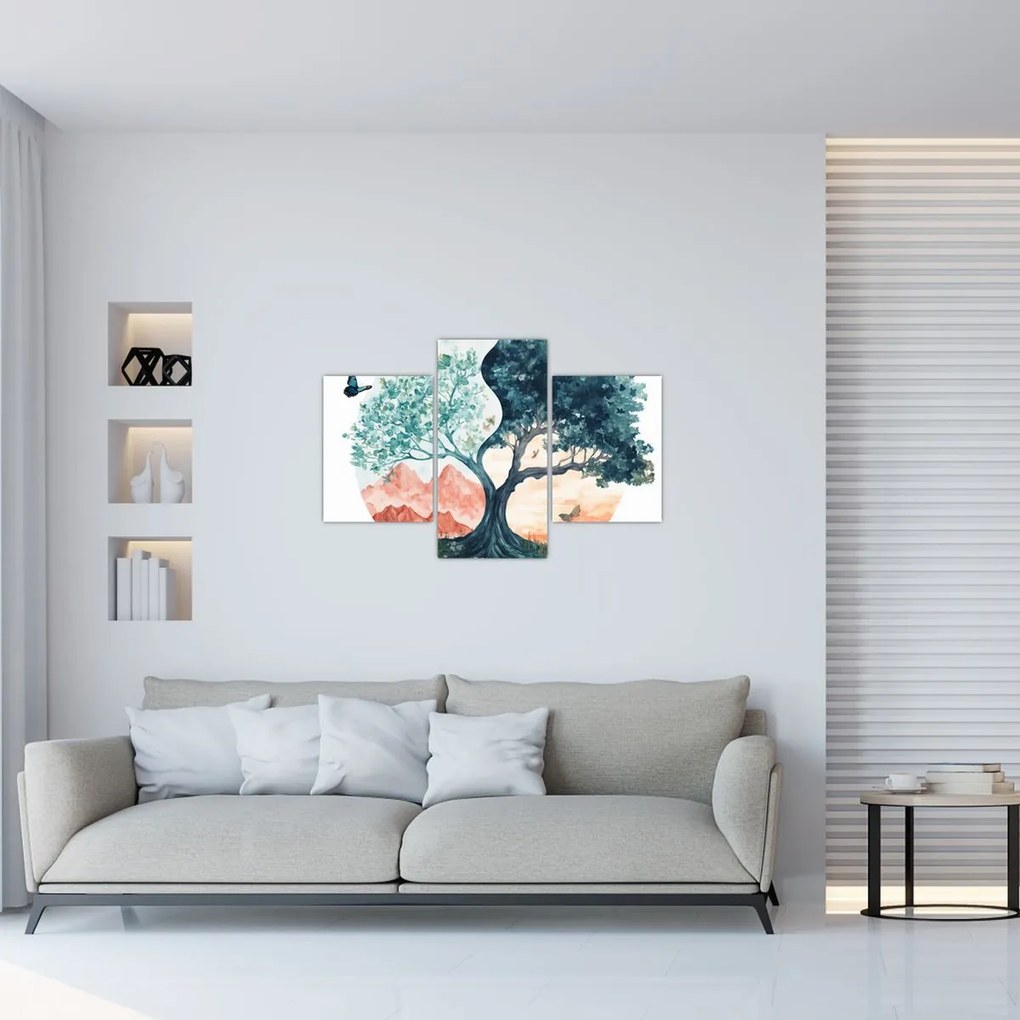 Obraz – Akvarelový strom plný života (90x60 cm)