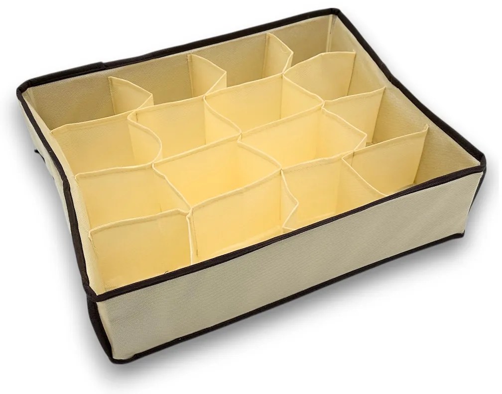 VERK GROUP Organizér na spodnú bielizeň, 16 priehradiek, KIPIT béžový, 38 x 28 x 10 cm