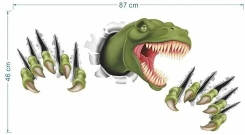 Samolepiaca dekorácia 3D Dinosaurus, zelená