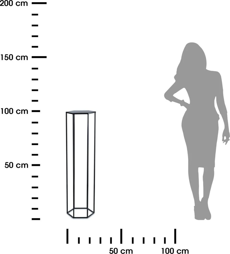 STOJAN NA KVETINÁČ HEXA 100X24X28 CM ČIERNA