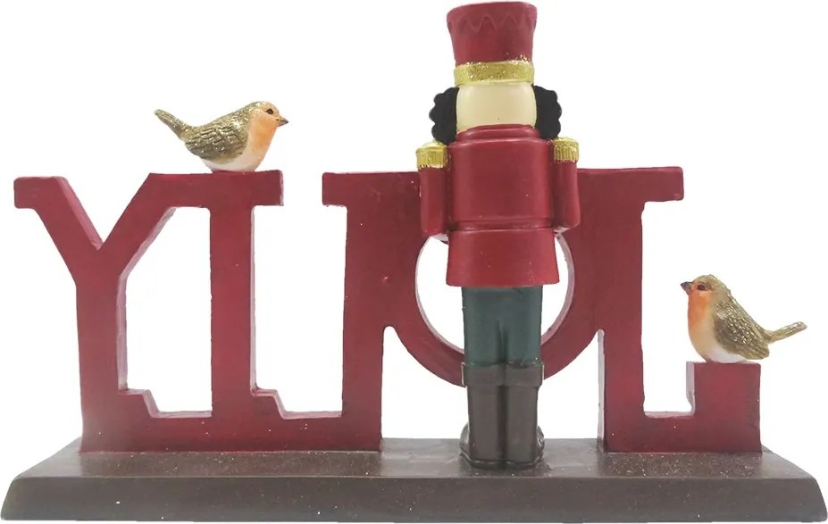 Vianočná dekorácia socha Luskáčik s nápisom Jolly - 18*4*11 cm