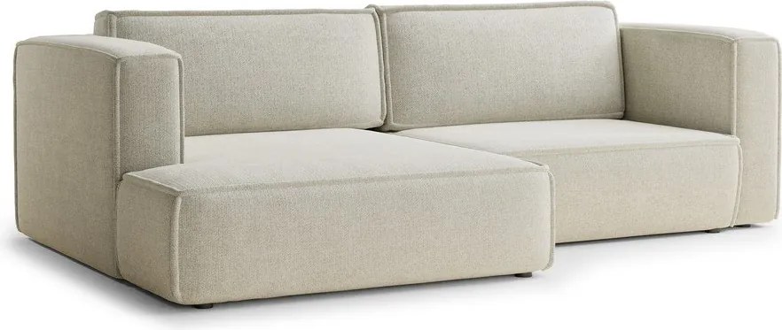 Krémovobiela ženilková rozkladacia/s úložným priestorom rohová pohovka (ľavý roh/s leňoškou) Velto – Maison de Rêve