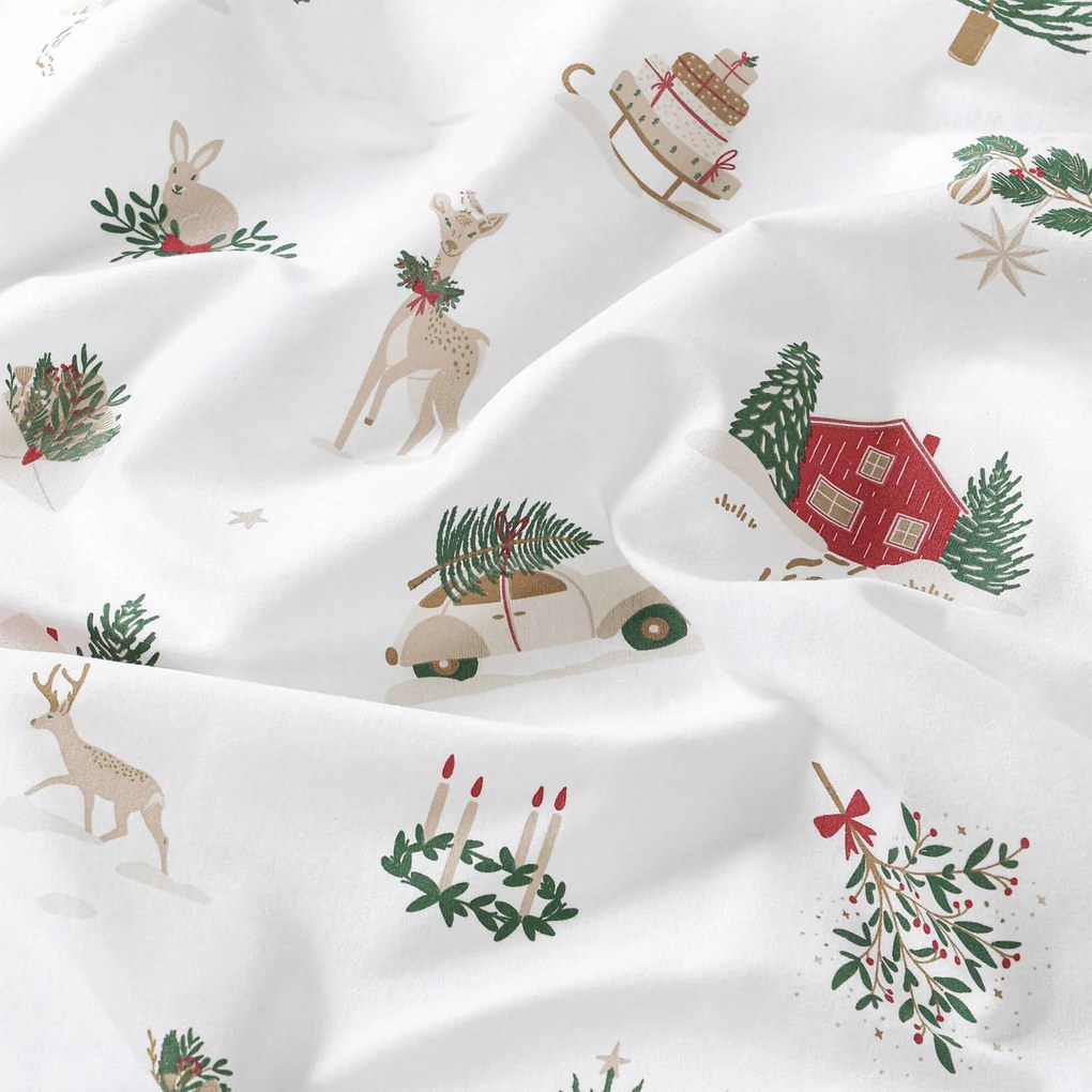 Goldea vianočné flanelové posteľné obliečky duo - tradičné vianoce s latte 220 x 200 a 2ks 70 x 90 cm