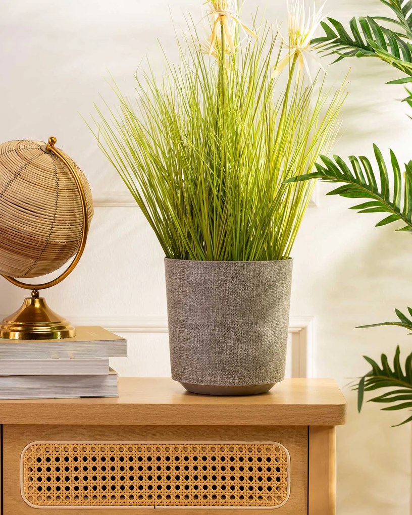 PLASTOVÝ KVETINÁČ ALOE TX 19,5X20 CM BÉŽOVÁ