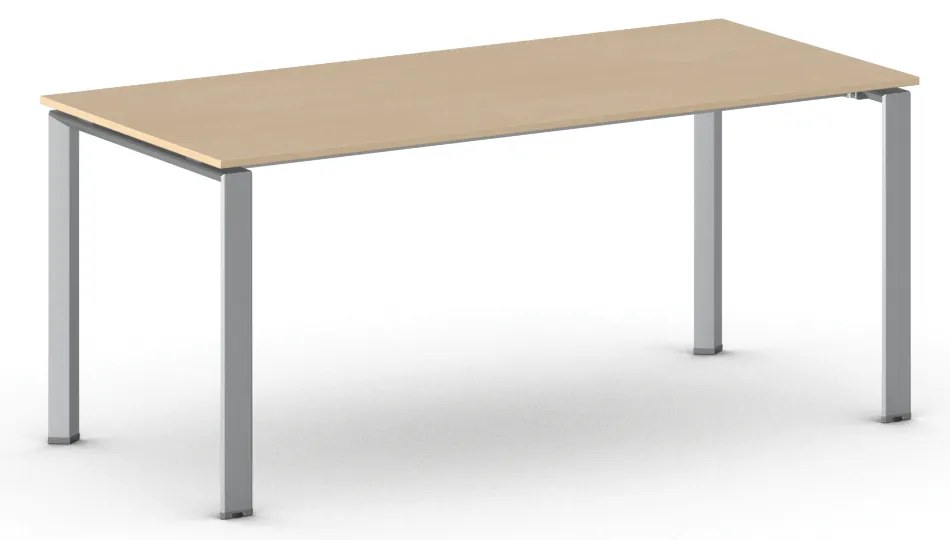 Rokovací kancelársky stôl PRIMO INFINITY, 180x90 cm, sivostrieborná podnož, buk
