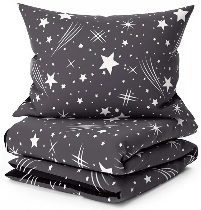 Obliečky z mikrovlákna NIGHT SKY čierno-sivé Rozmer obliečky: 2 ks 70 x 90 cm | 200 x 220 cm
