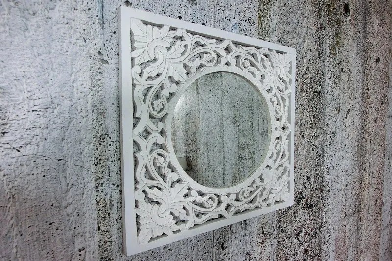 (3099) ORNAMENT zrkadlo biele s patinou