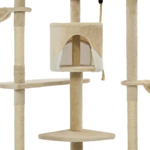 vidaXL Škrabadlo pre mačky so sisalovými stĺpikmi, 203 cm, béžové a biele-