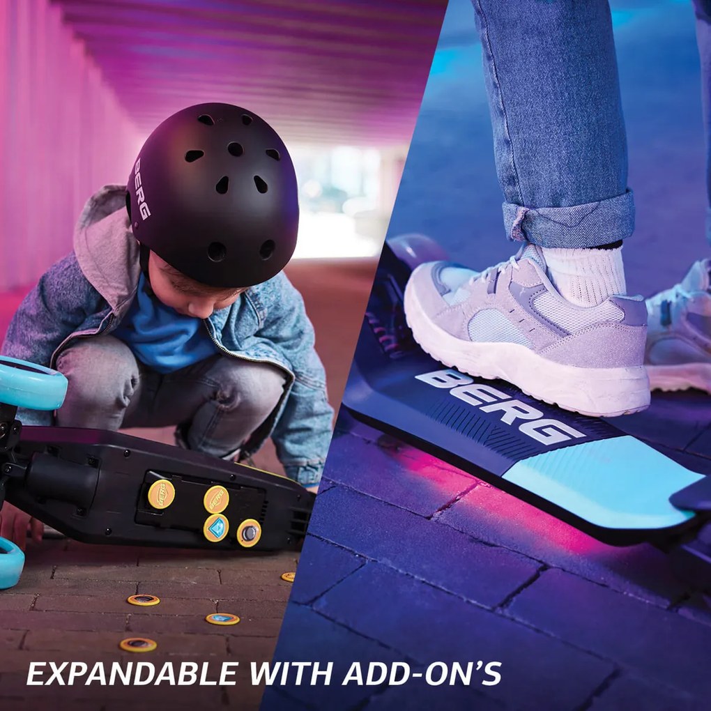 BERG Nexo - skladacia kolobežka Blue so svietiacimi kolieskami