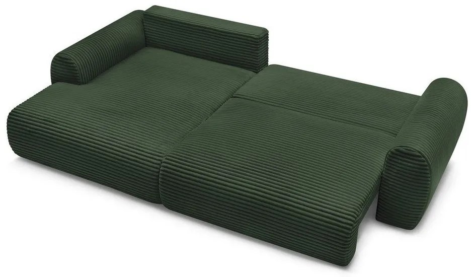 Tmavozelená menčestrová rozkladacia rohová pohovka (ľavý roh) Lucien – Bobochic Paris